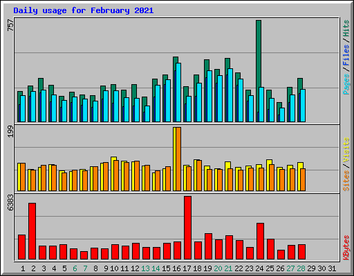 Daily usage for February 2021