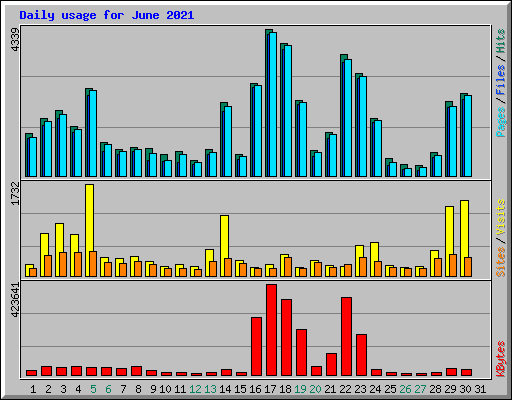 Daily usage for June 2021