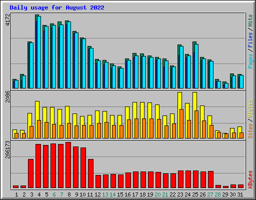 Daily usage for August 2022