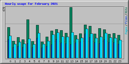 Hourly usage for February 2021